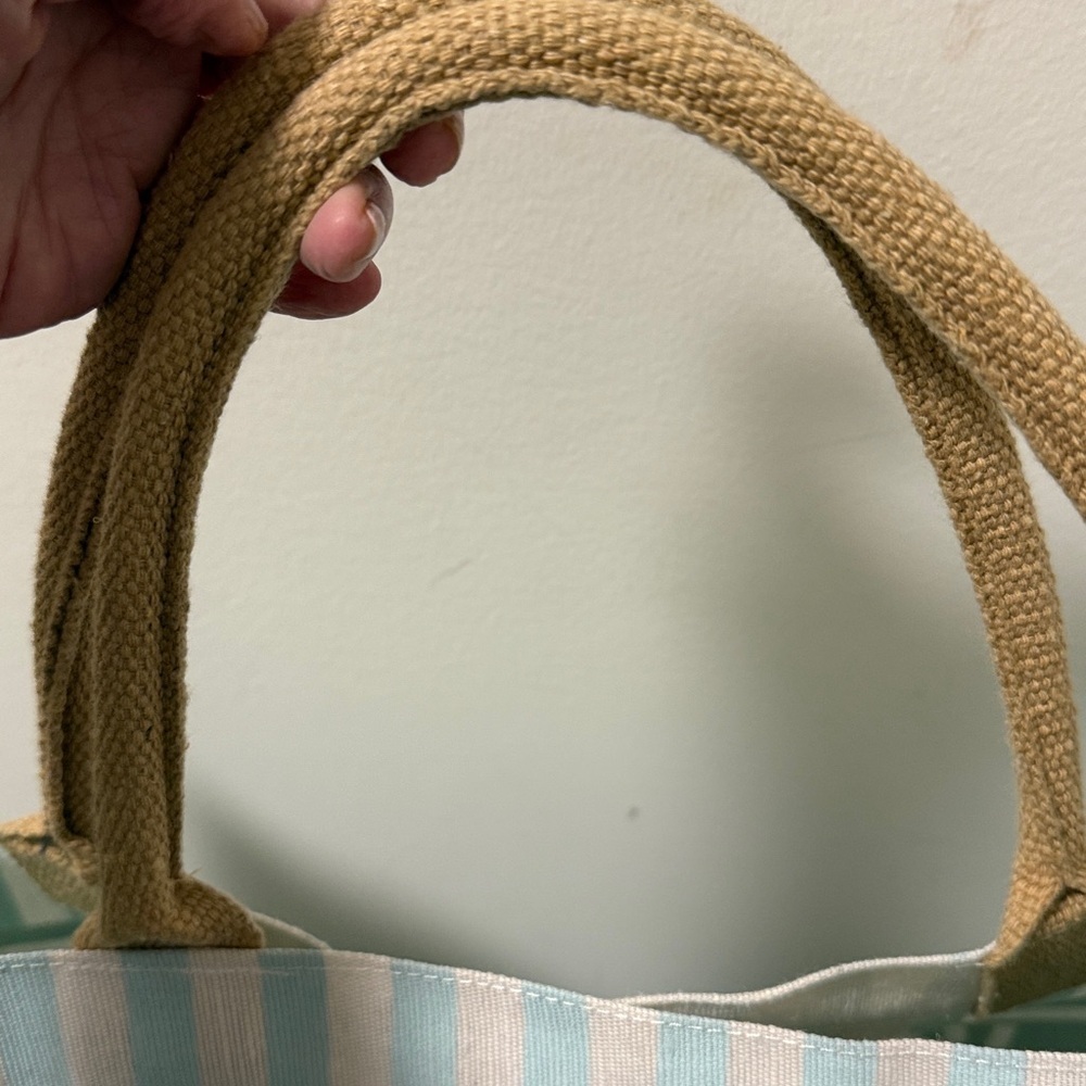 NWT The Royal Standard Joie De Vivre Jute Tote & Beach Towel. Aqua Blue/White. - Picture 5 of 8
